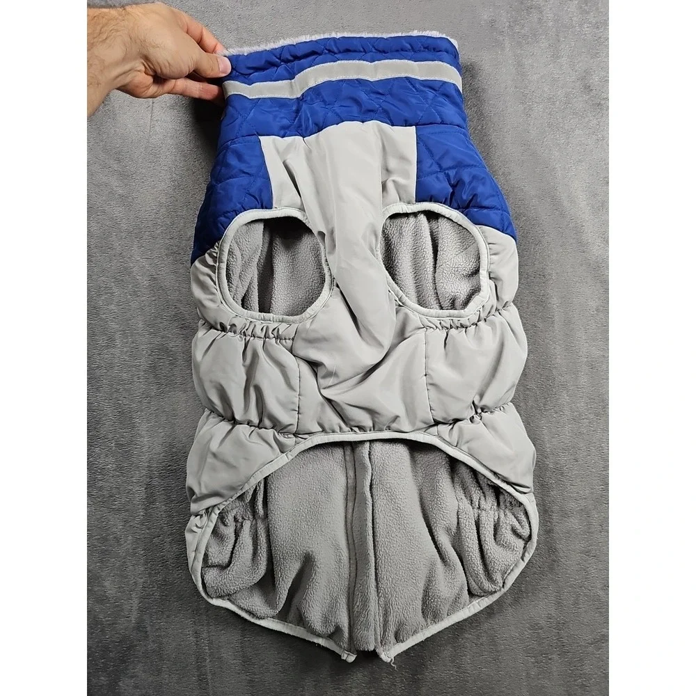 Dog Parka Coat Insulated Blue Reflective XL Leash Hook Warm Colts Detroit‎ Lions